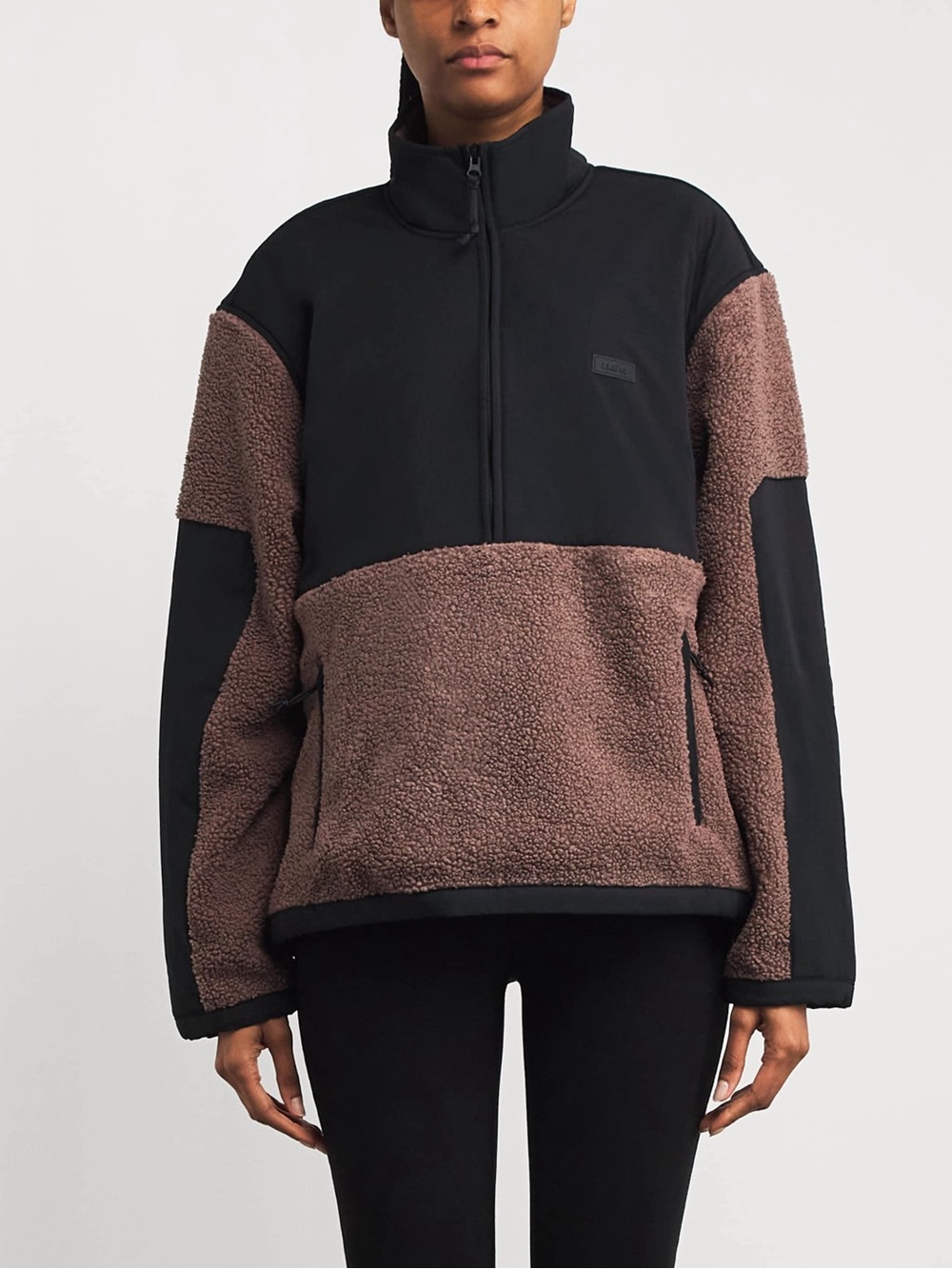 Skims Teddy Oversized Half Zip Up Pullover In Umber S